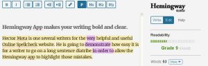 Hemingway App Tool for writing better